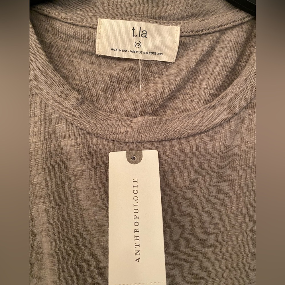 Anthropologie t.la Puffy Camo Women’s Brown Green Moss Cotton Sleeve Tee Size XS - Picture 5 of 11